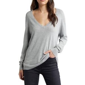 Treasure & Bond Sweater Relaxed Fit V-Neckline Long Sleeve Gray Women's XS NWOT